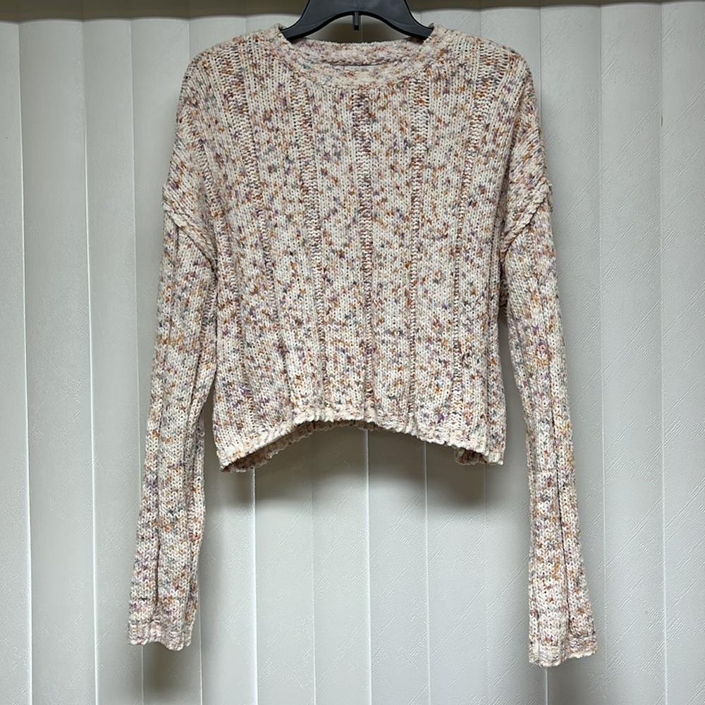 🤍Womens White Multi-Color Arizona Cropped Sweater - Picture 3 of 5